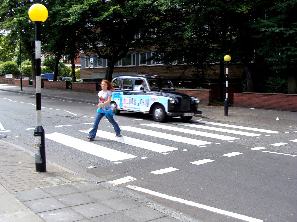 redhead crosses abbey road